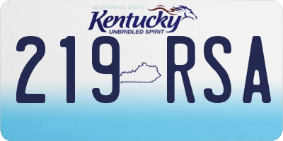 KY license plate 219RSA