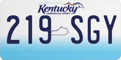 KY license plate 219SGY