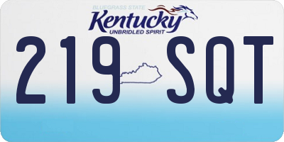 KY license plate 219SQT