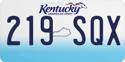 KY license plate 219SQX
