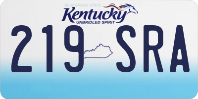 KY license plate 219SRA