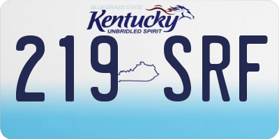 KY license plate 219SRF