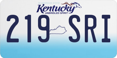 KY license plate 219SRI