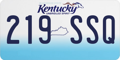 KY license plate 219SSQ