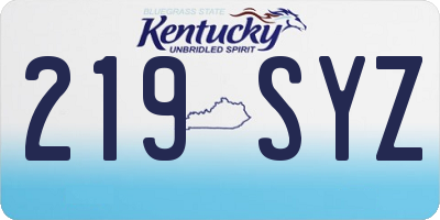 KY license plate 219SYZ