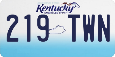 KY license plate 219TWN