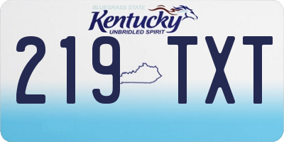 KY license plate 219TXT