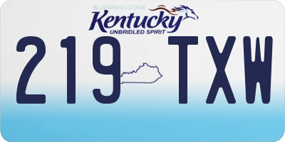 KY license plate 219TXW