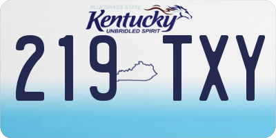 KY license plate 219TXY