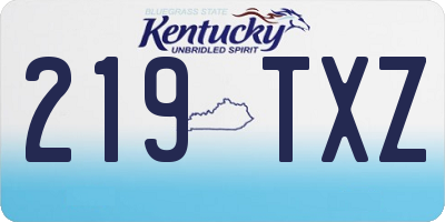 KY license plate 219TXZ