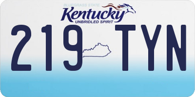 KY license plate 219TYN