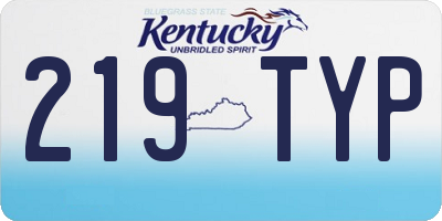 KY license plate 219TYP