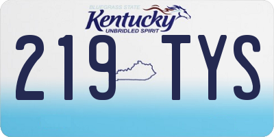 KY license plate 219TYS