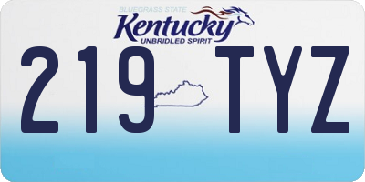 KY license plate 219TYZ