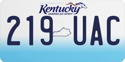 KY license plate 219UAC