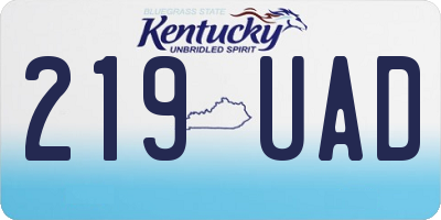 KY license plate 219UAD