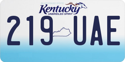 KY license plate 219UAE