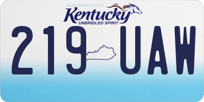 KY license plate 219UAW