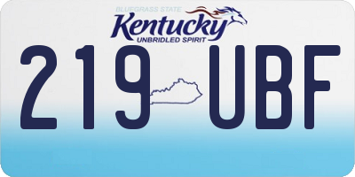 KY license plate 219UBF