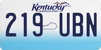KY license plate 219UBN