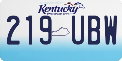 KY license plate 219UBW