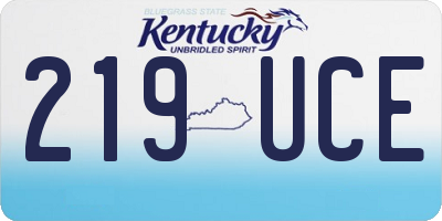 KY license plate 219UCE