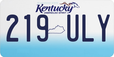 KY license plate 219ULY