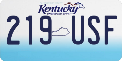 KY license plate 219USF