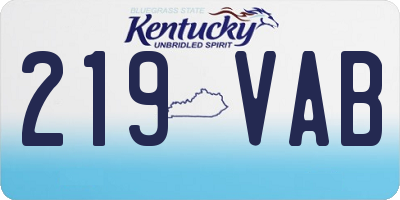 KY license plate 219VAB