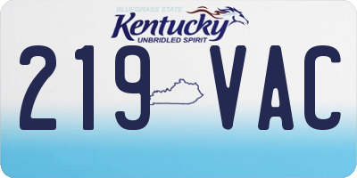 KY license plate 219VAC