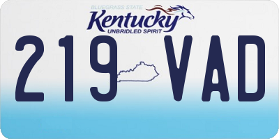 KY license plate 219VAD