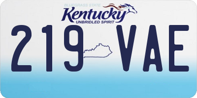 KY license plate 219VAE