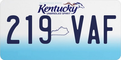 KY license plate 219VAF
