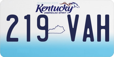 KY license plate 219VAH