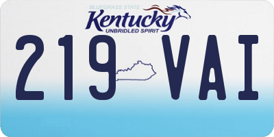 KY license plate 219VAI