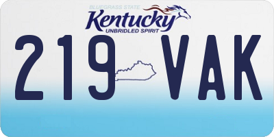 KY license plate 219VAK