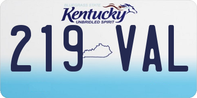 KY license plate 219VAL