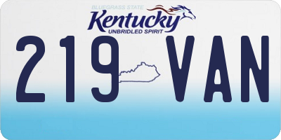KY license plate 219VAN