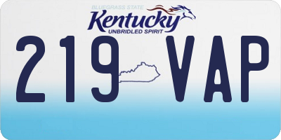 KY license plate 219VAP
