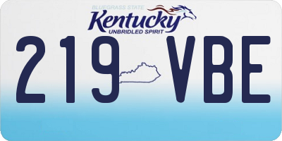 KY license plate 219VBE