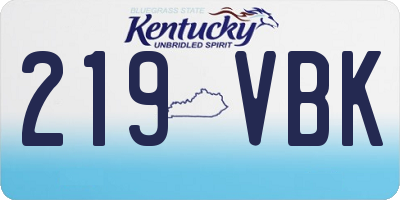 KY license plate 219VBK