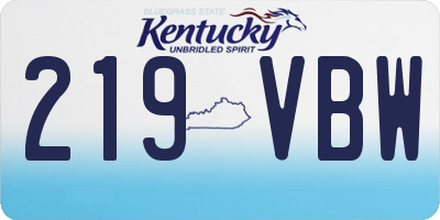 KY license plate 219VBW
