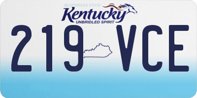KY license plate 219VCE
