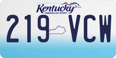 KY license plate 219VCW