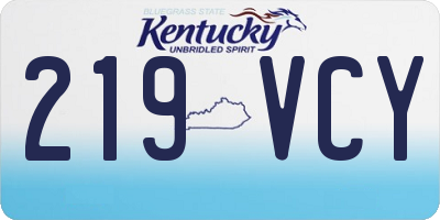 KY license plate 219VCY