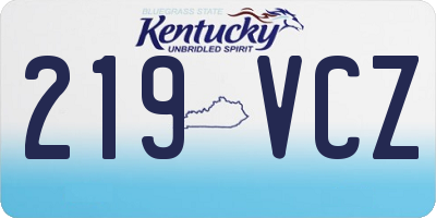 KY license plate 219VCZ