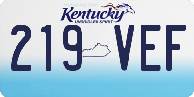 KY license plate 219VEF