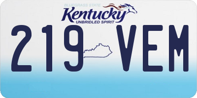 KY license plate 219VEM