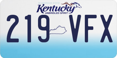 KY license plate 219VFX