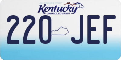 KY license plate 220JEF